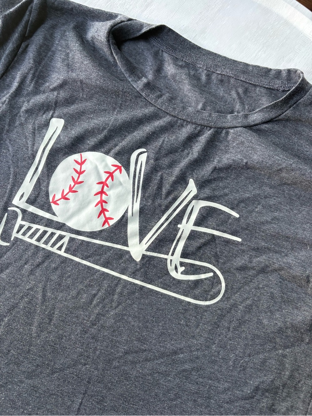 Gray 'Love Baseball' Graphic Tee